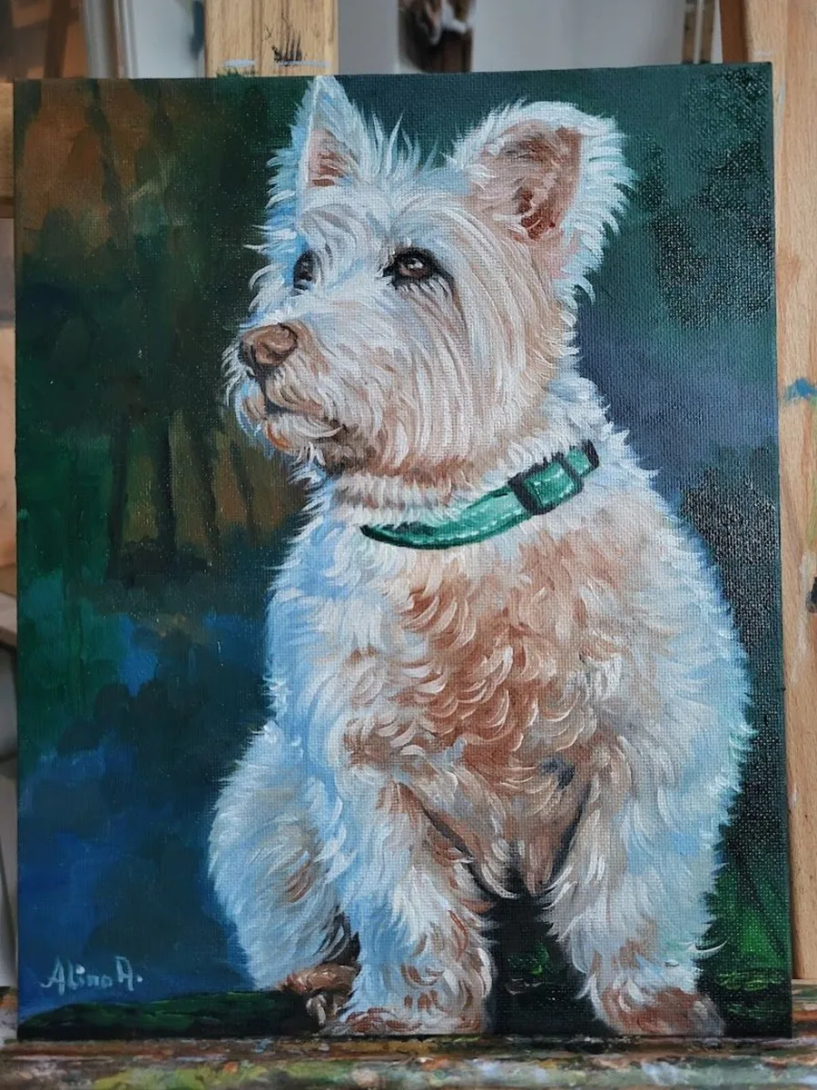 Westi West Highland terrier - oil painting - Image 2