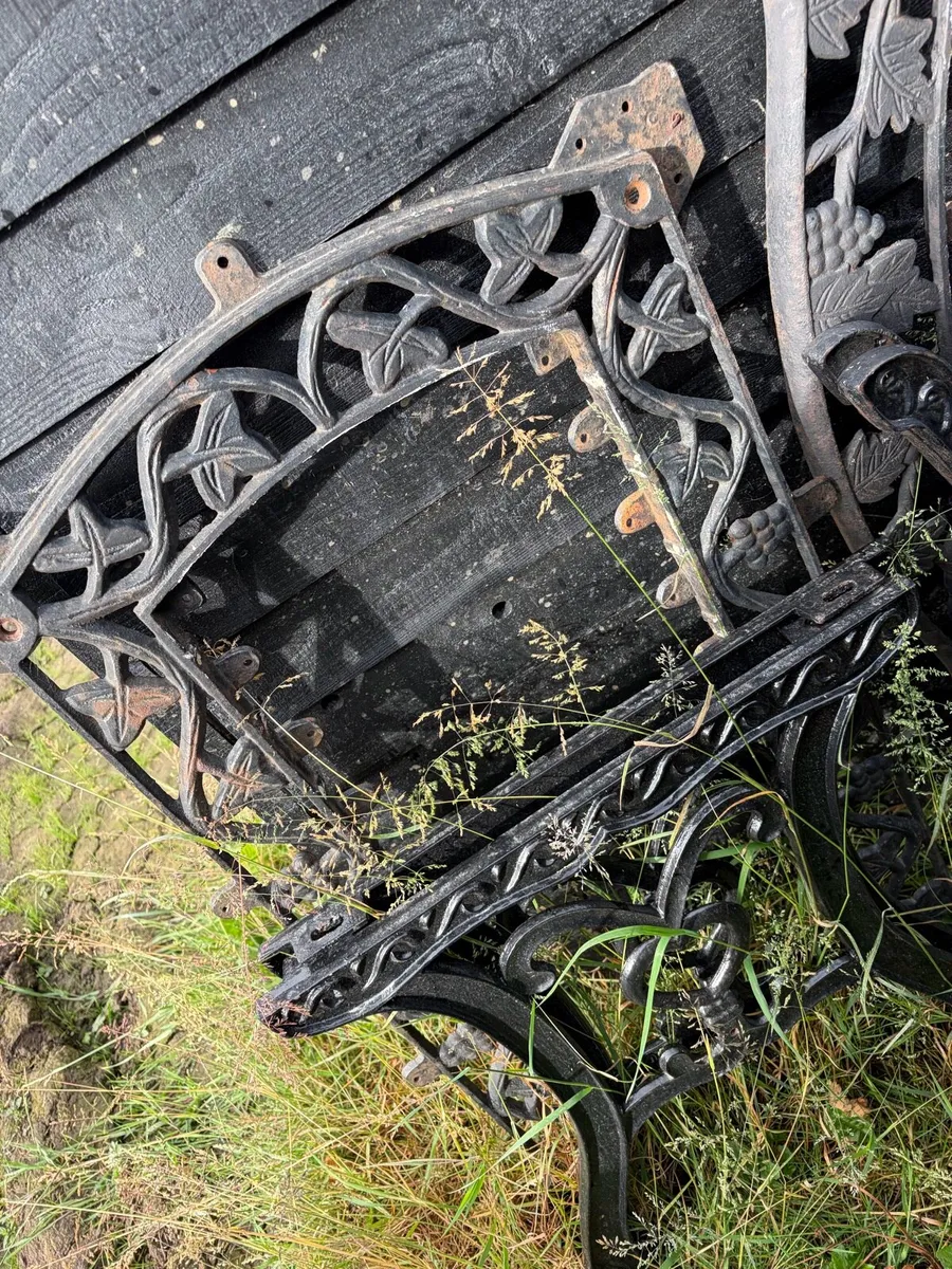 cast iron grape bench + chairs + table - Image 2