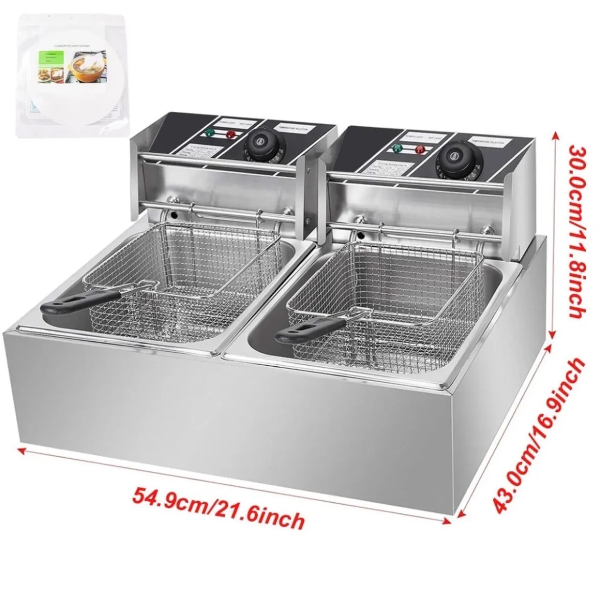 NEW 500w 20L Dual Tank Electric Deep Fat Fryer - Image 2