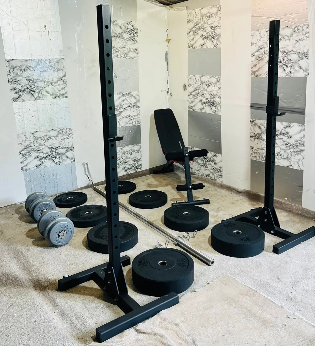 BLK BOX BRANDED RACK STANDS 100KG WEIGHTS BAR - Image 1