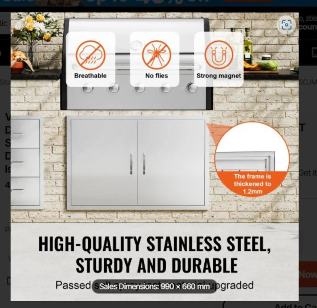 BBQ Access Door Outdoor Kitchen 990x660mm - Image 3