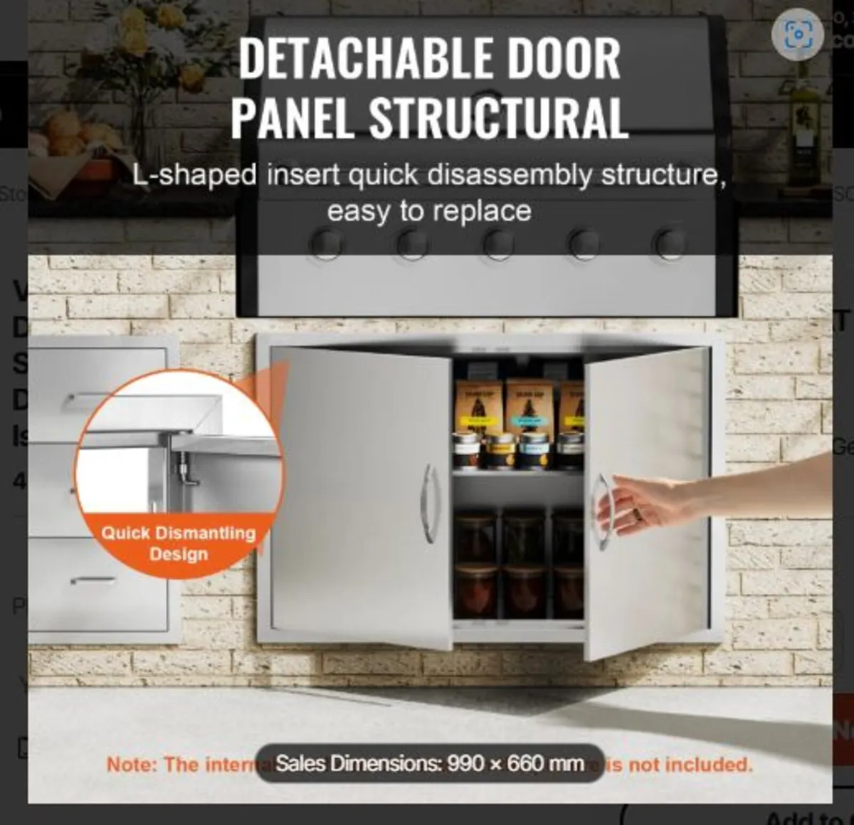 BBQ Access Door Outdoor Kitchen 990x660mm - Image 4