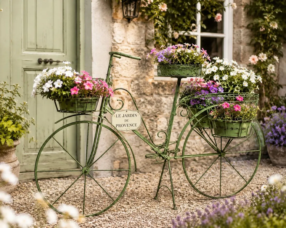 Vintage Bicycle Planter – Rustic Garden Feature wi - Image 4
