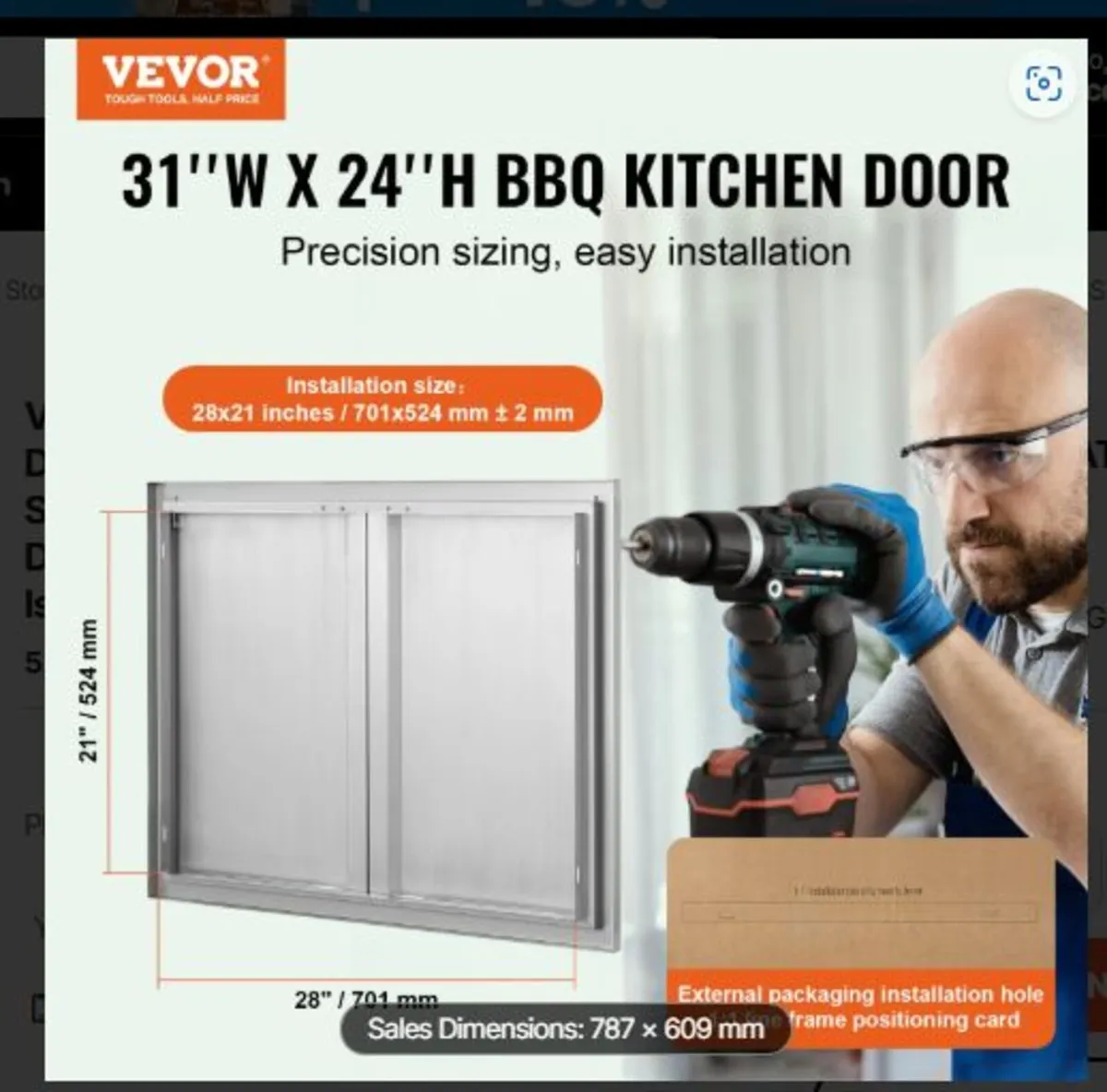 BBQ Access Door, 787x609 mm Double Outdoor Kitchen - Image 2