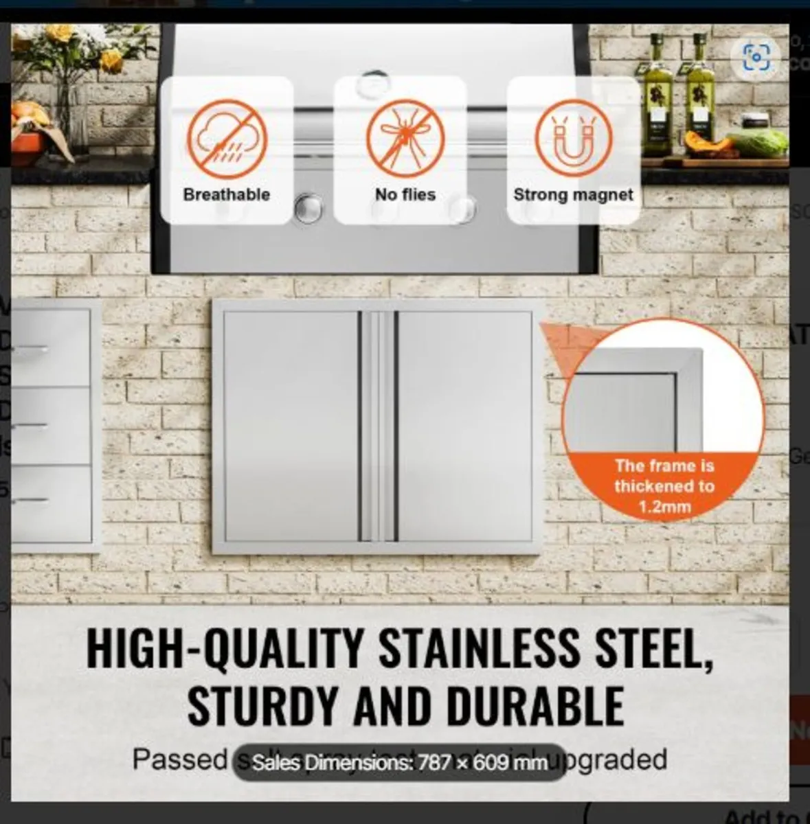 BBQ Access Door, 787x609 mm Double Outdoor Kitchen - Image 3
