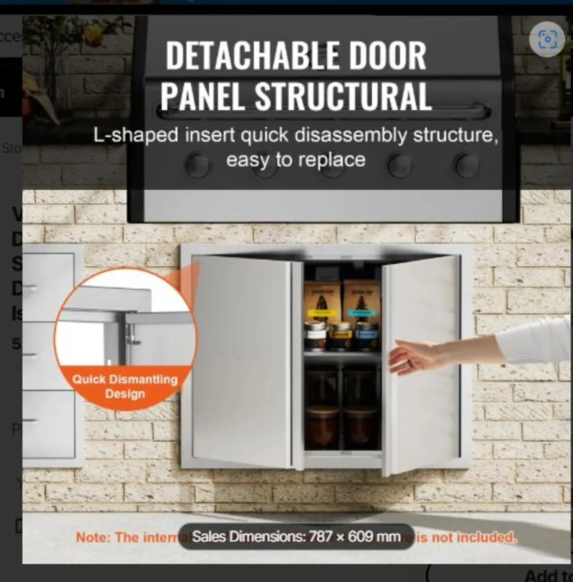 BBQ Access Door, 787x609 mm Double Outdoor Kitchen - Image 4