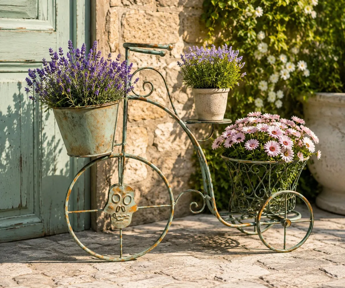 Vintage Bicycle Planter Retro Iron Garden Ornament - Image 3