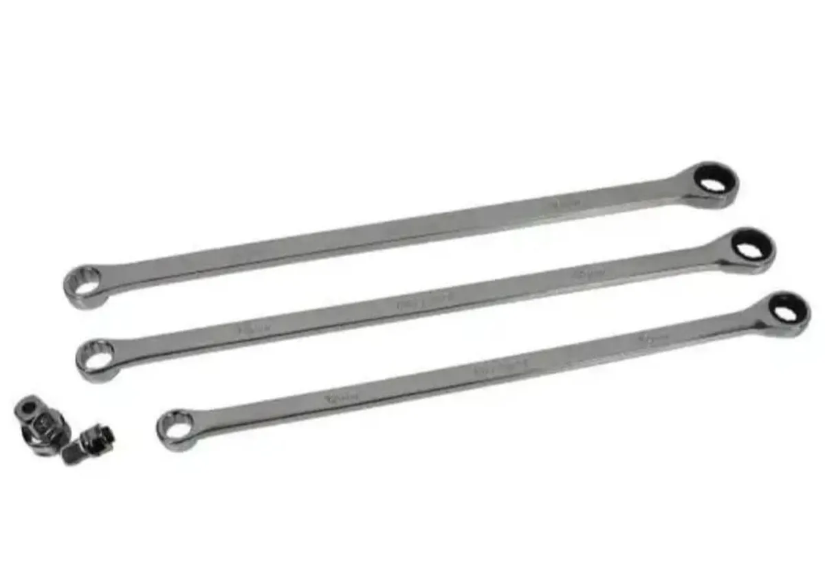10 Piece Extra Long Ratchet Ring Spanner Set - Image 2