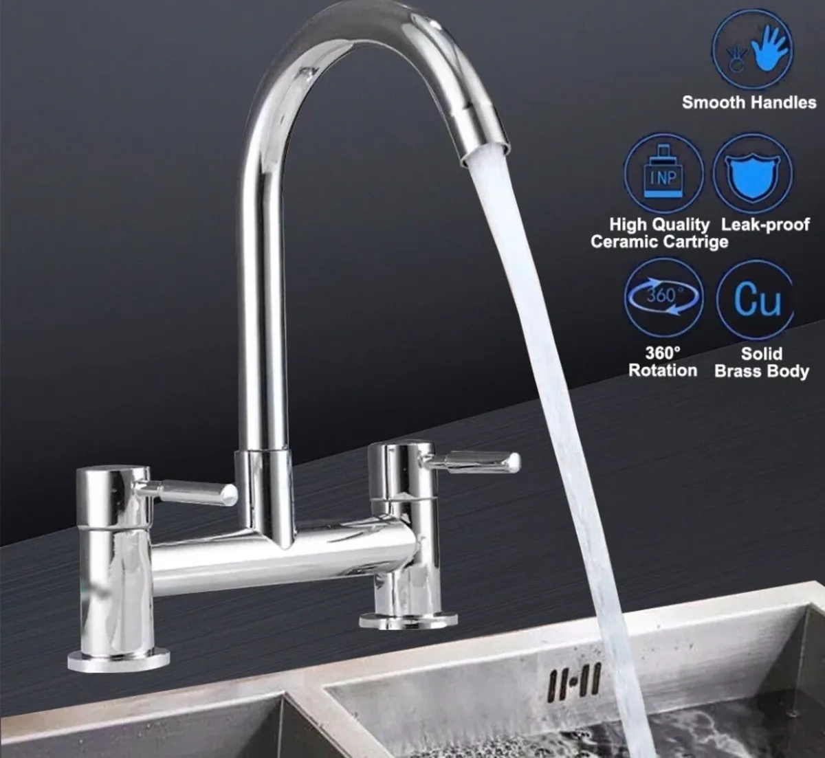 Chrome Kitchen Sink Mixer Tap Faucet NEW - Image 4