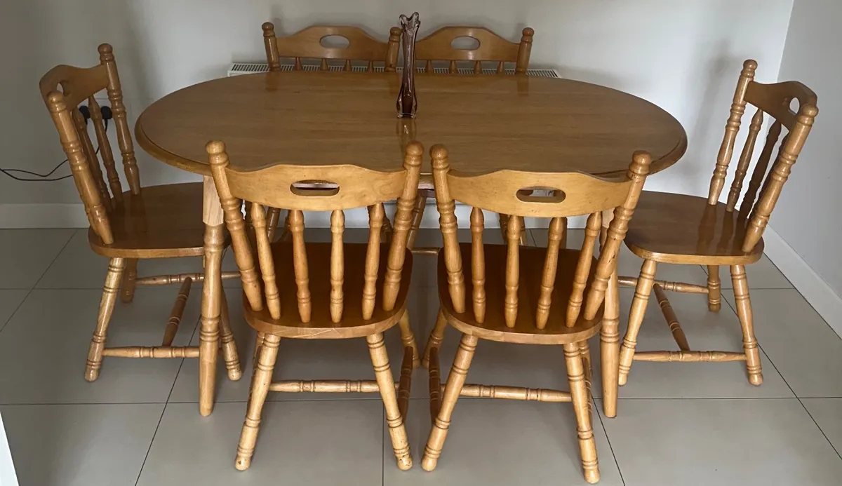 Kitchen table and six chairs - Image 1
