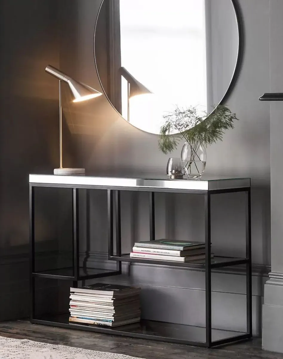 Mirror Console Table with Black Metal Frame - Image 2