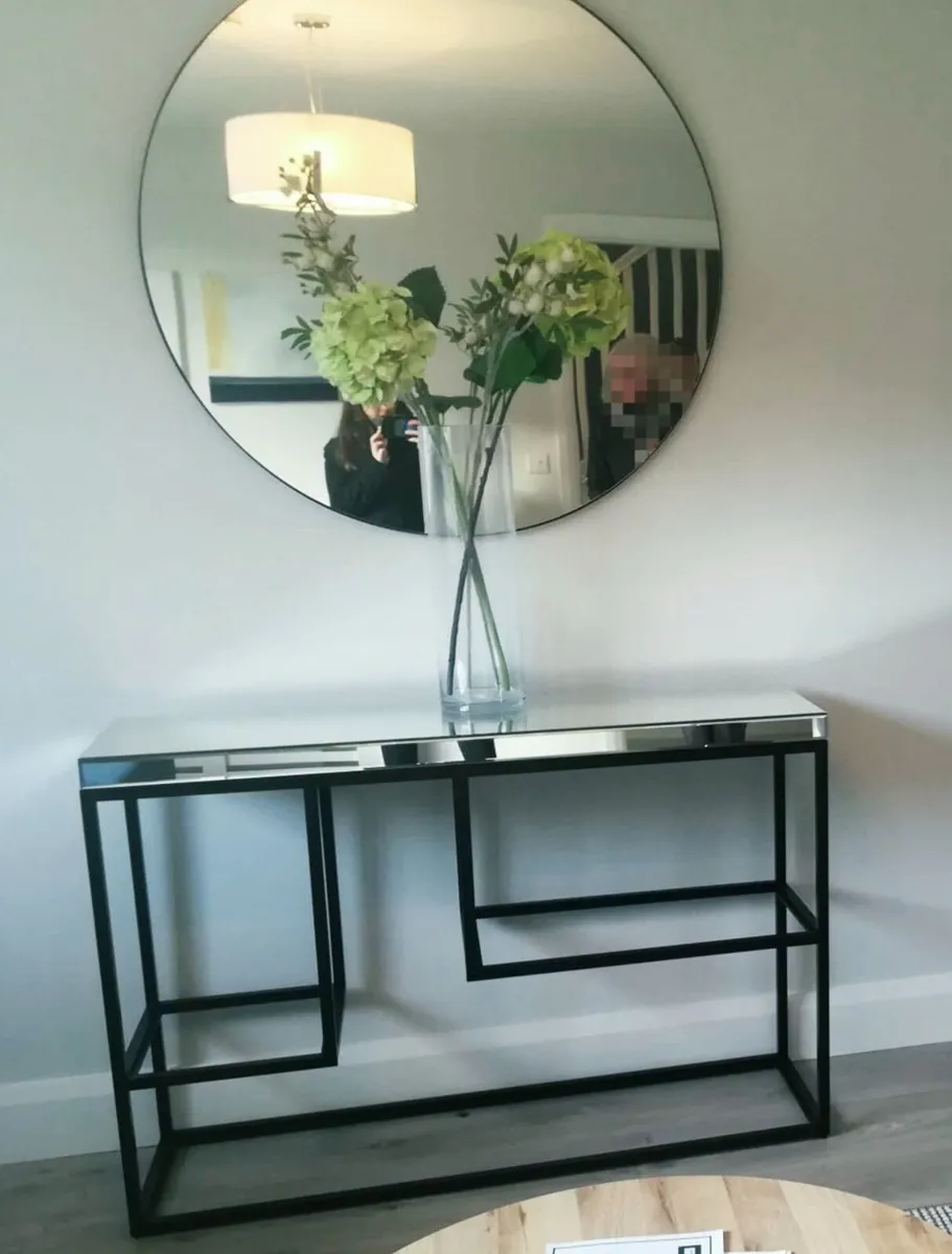 Mirror Console Table with Black Metal Frame - Image 3