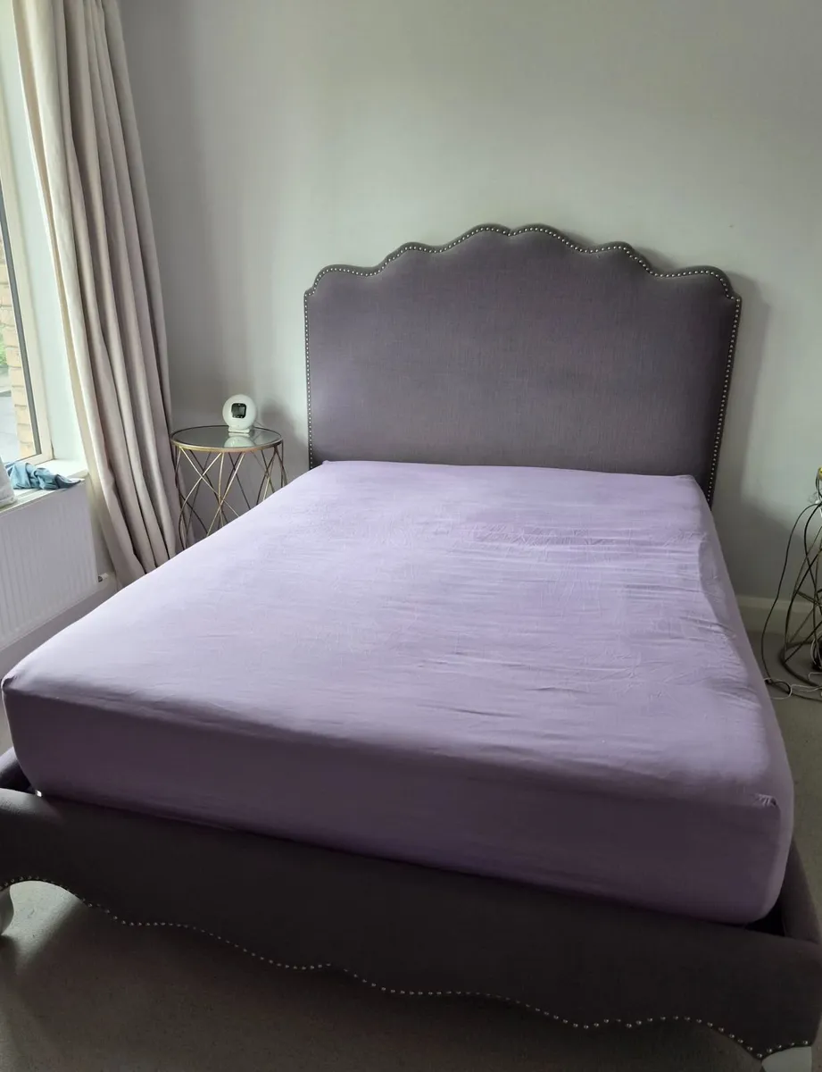 Fabric Bed Frame (King Size) with Headboard - Image 4