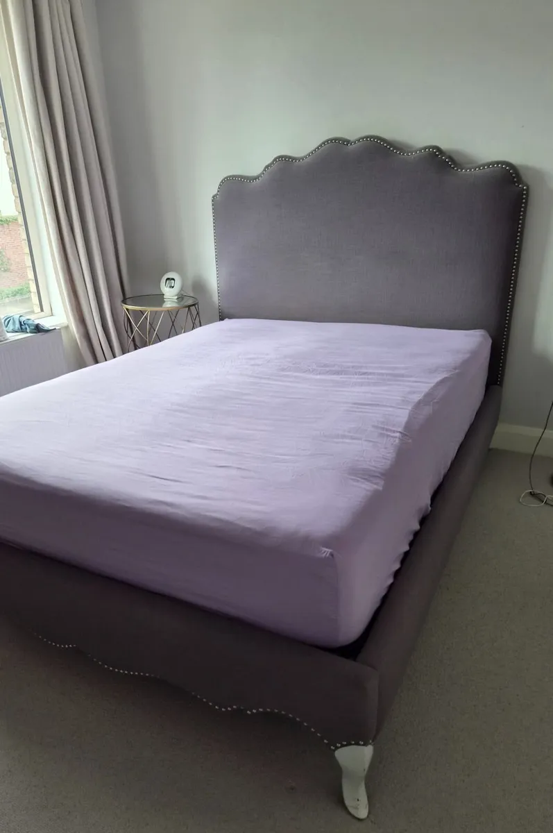 Fabric Bed Frame (King Size) with Headboard - Image 1