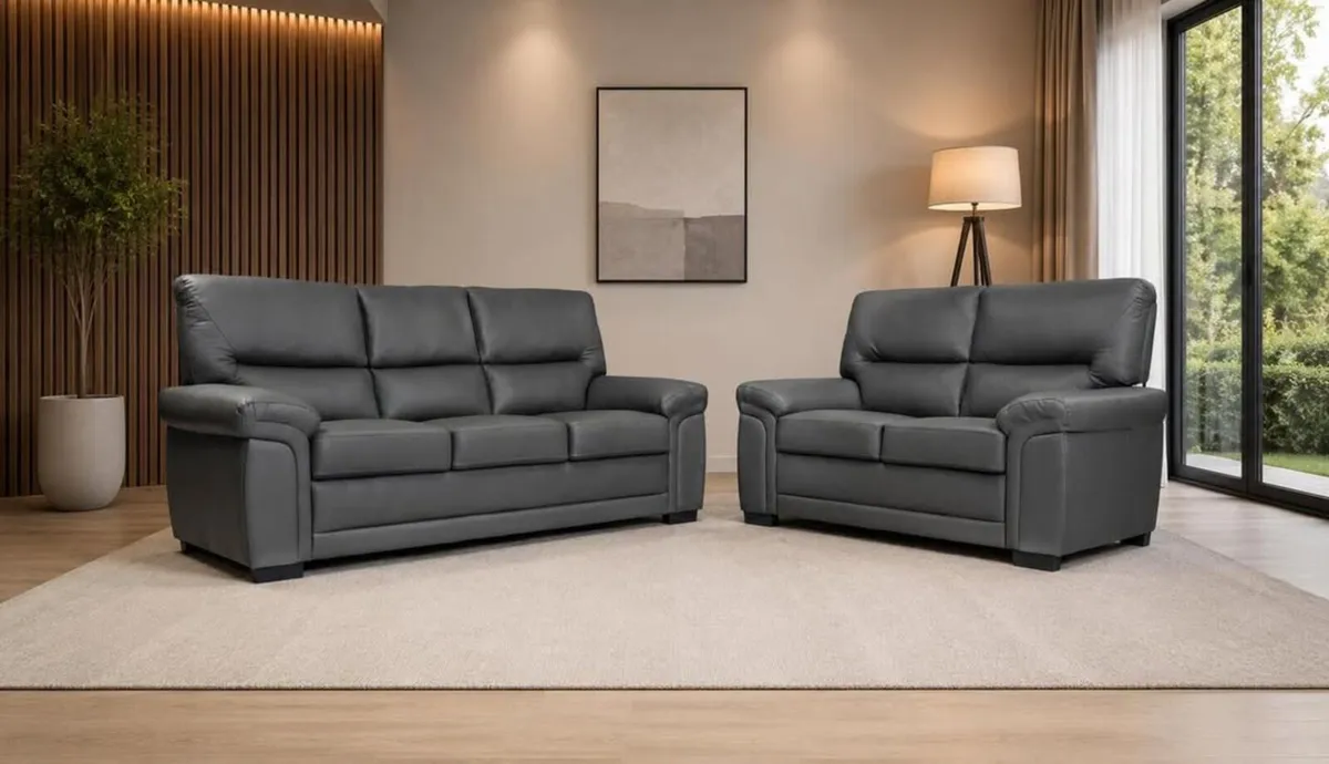 New 3+2 Leather Sofas - Image 1