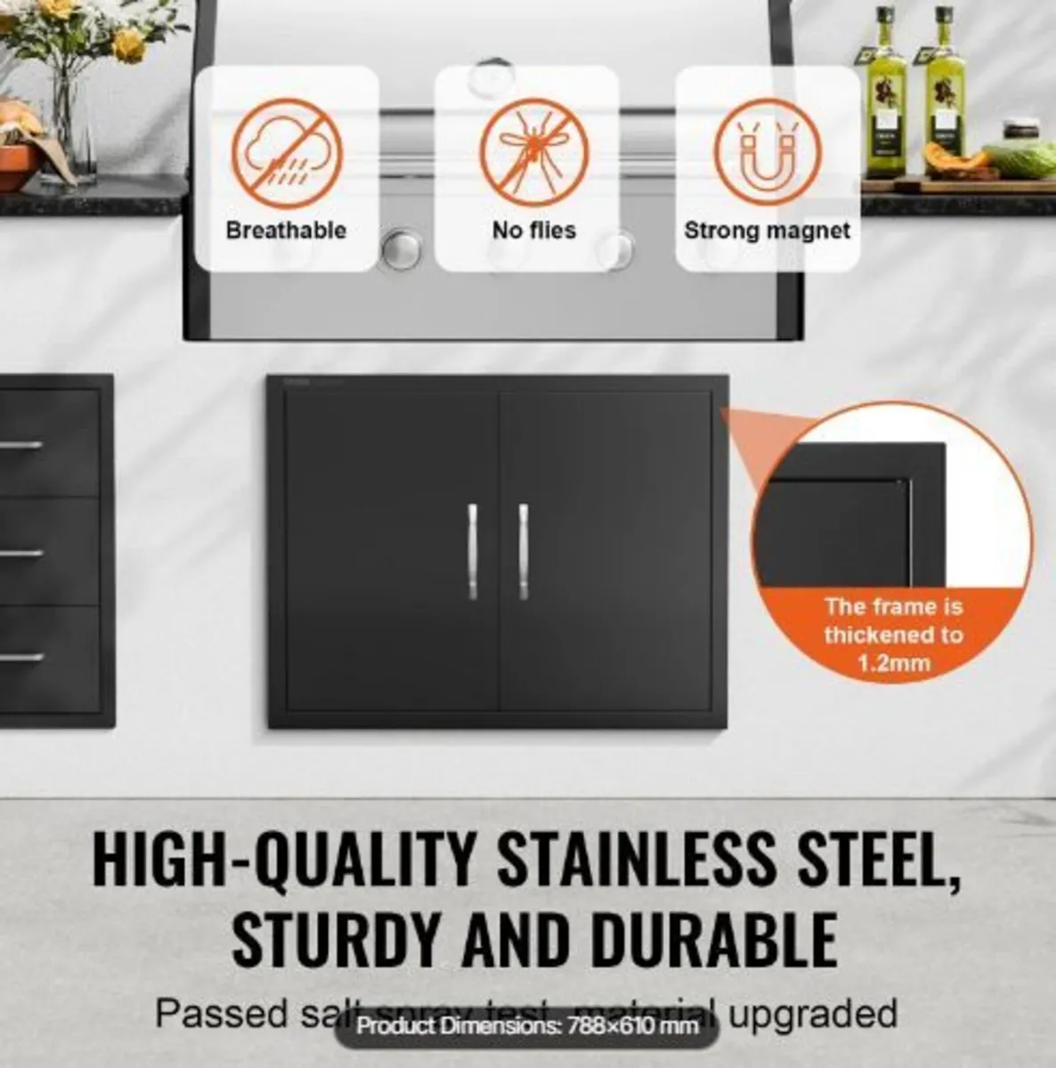 BBQ Access Door, 788x610 mm Double Outdoor - Image 4