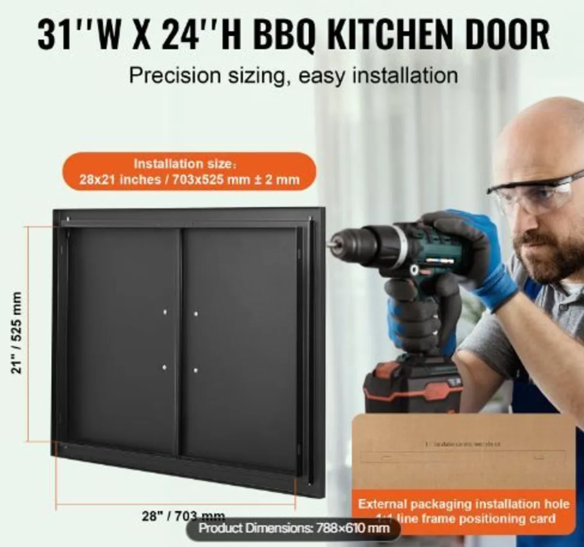 BBQ Access Door, 788x610 mm Double Outdoor - Image 2