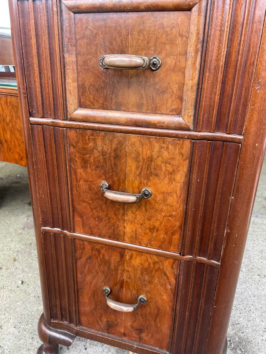 Vintage Walnut Dressing Table with Large Mirror - Image 4