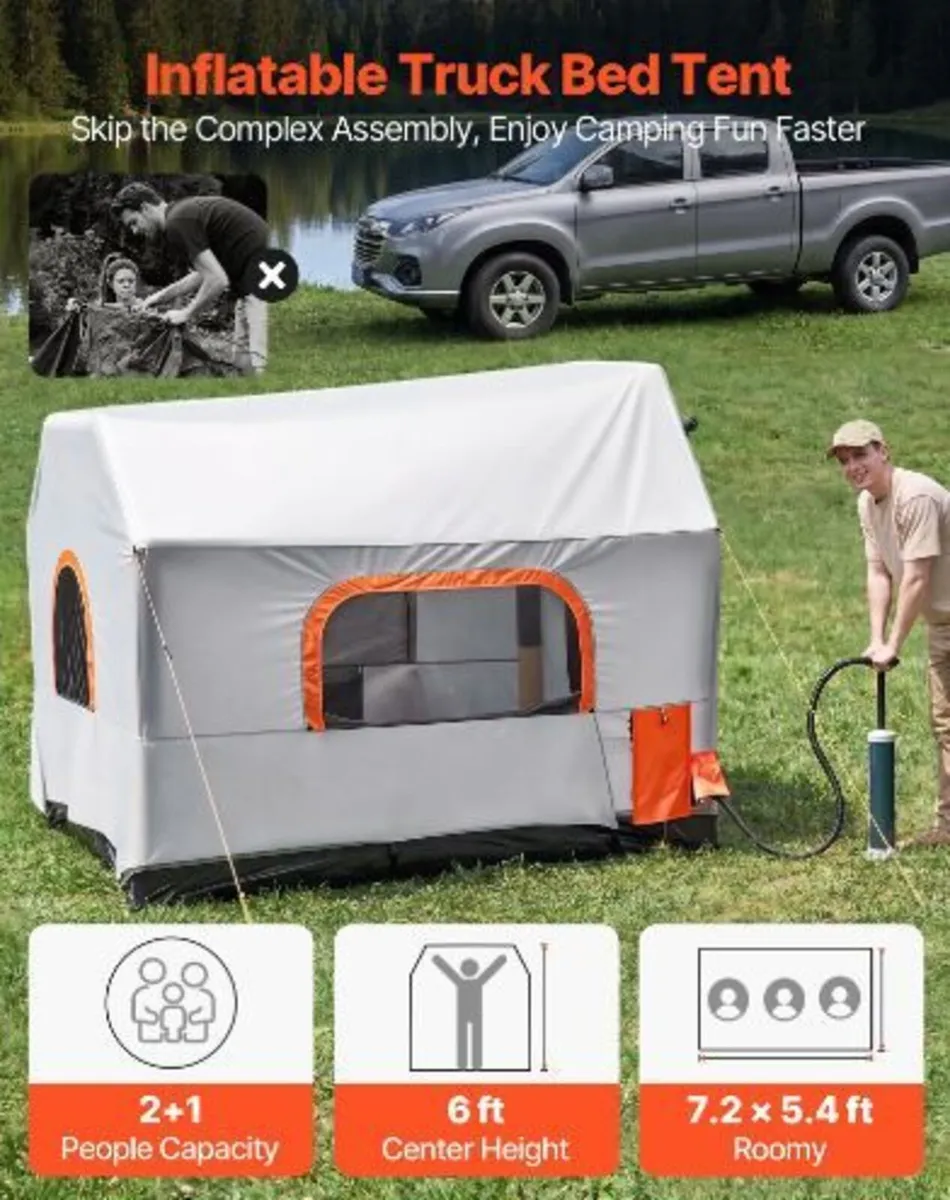Inflatable Pickup Truck Tent, 2.2 x 1.65m 3-Seaso - Image 3