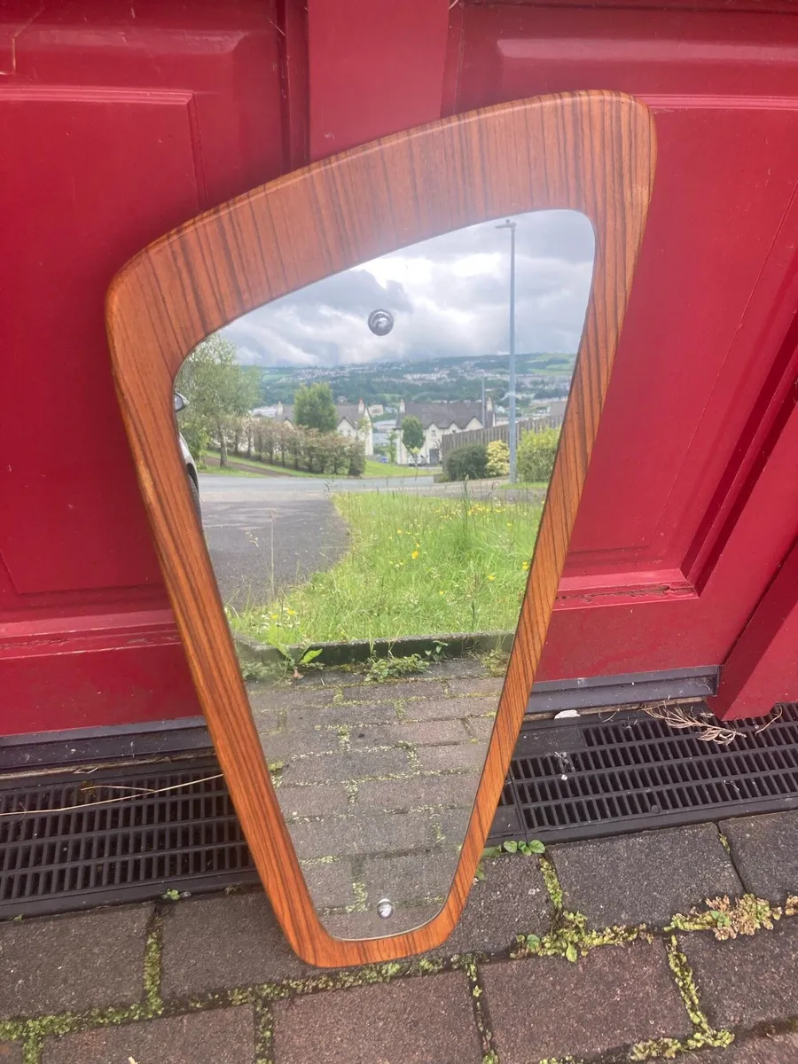 1960s mid century teak deco mirror free postage