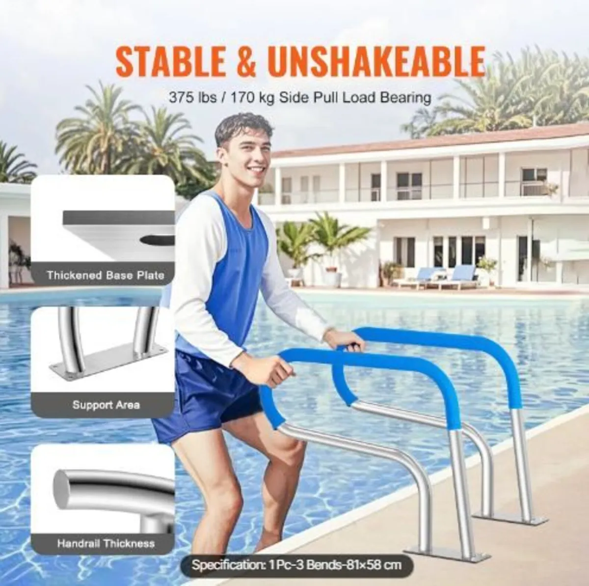 Pool Handrail, 32 x 23 inch Pool Railing - Image 2