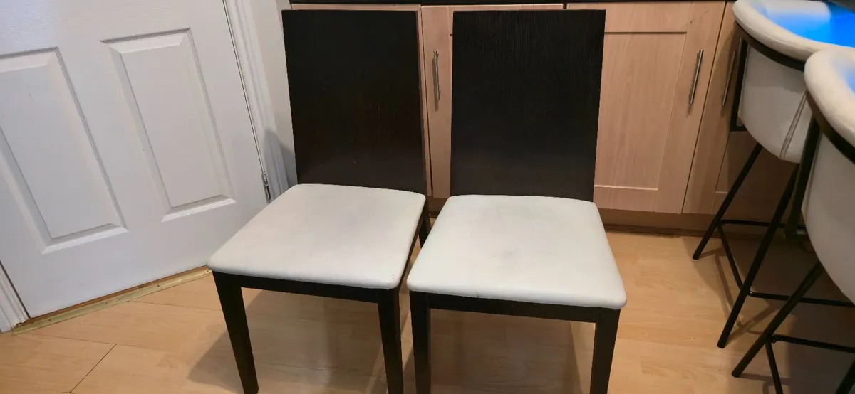 2 Pcs  ELEGANT SOLID BROWN WOODEN CHAIRS - Image 2