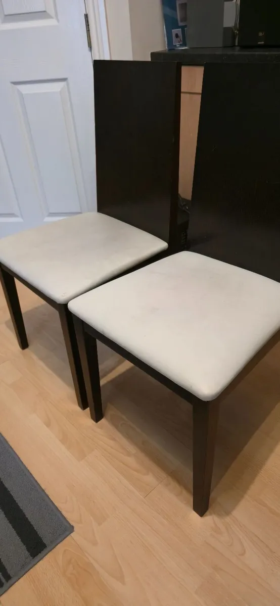 2 Pcs  ELEGANT SOLID BROWN WOODEN CHAIRS - Image 1