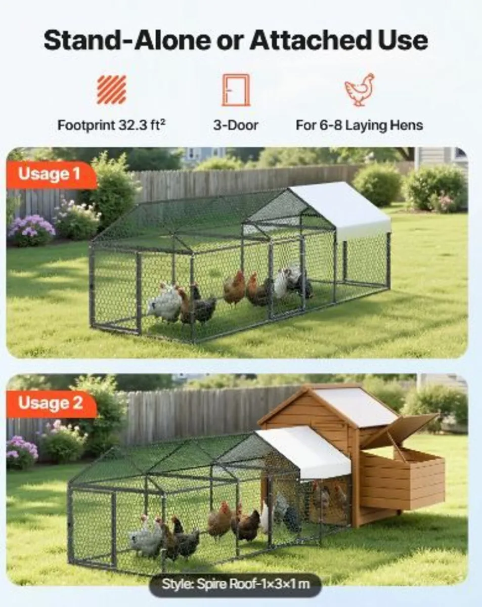 Metal Chicken Coop for 6-8 Chickens - Image 3