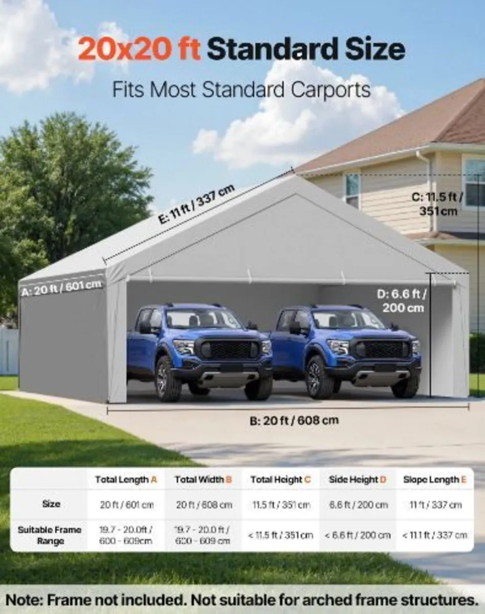Carport Replacement Canopy, 6 x 6 m - Image 2