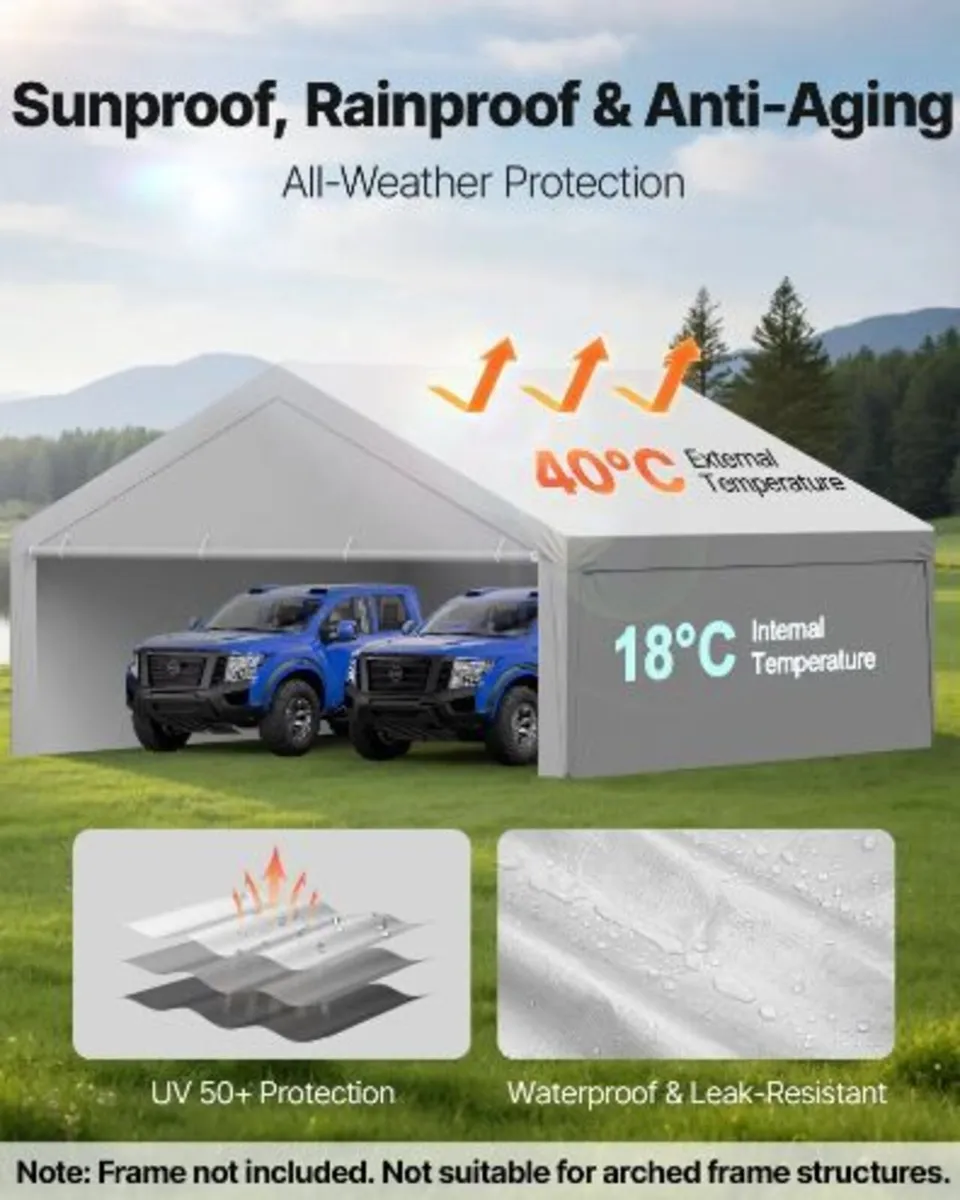Carport Replacement Canopy, 6 x 6 m - Image 3
