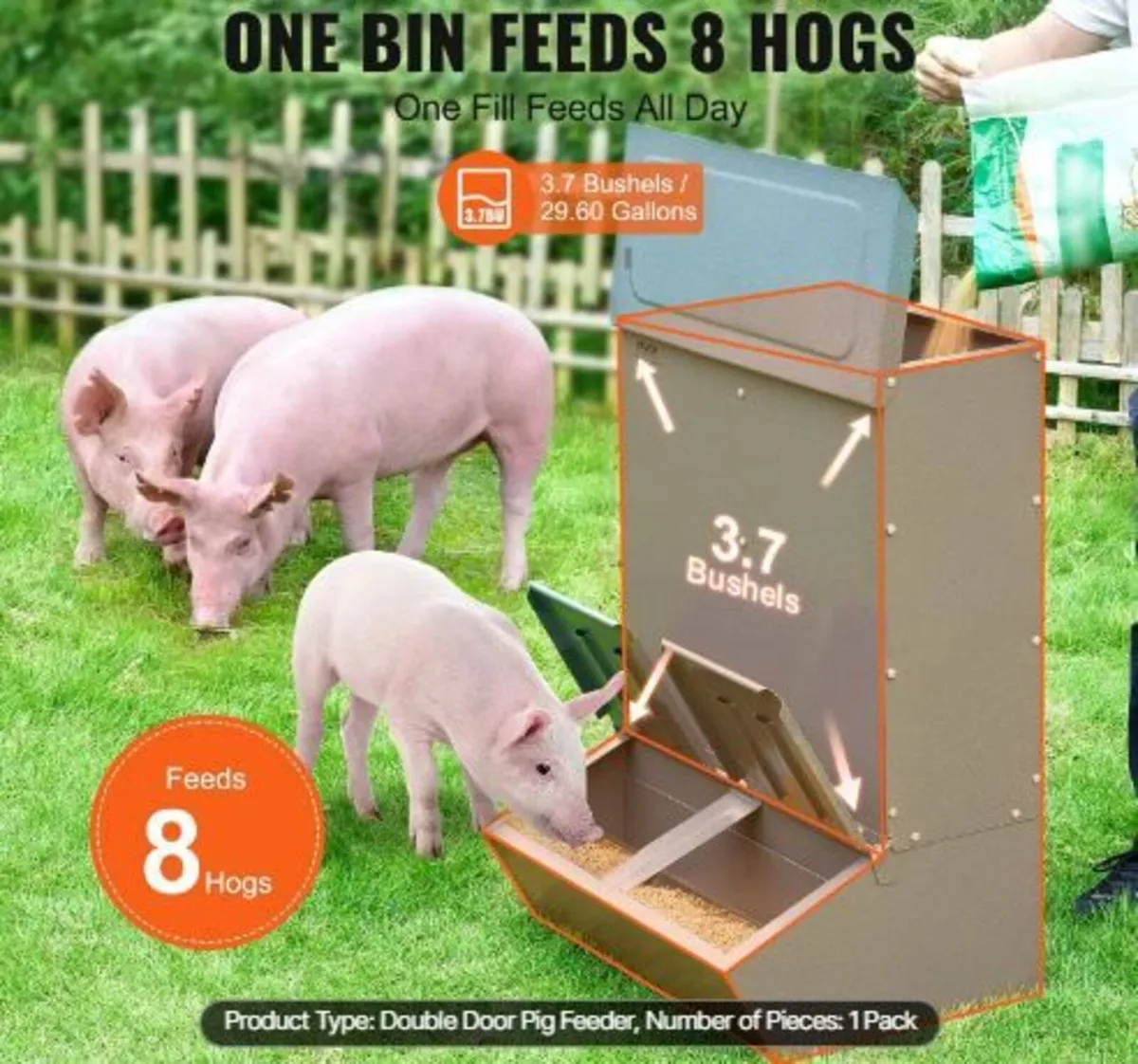 Hog Feeder, 3.7 Bushel Capacity, Double Door - Image 3
