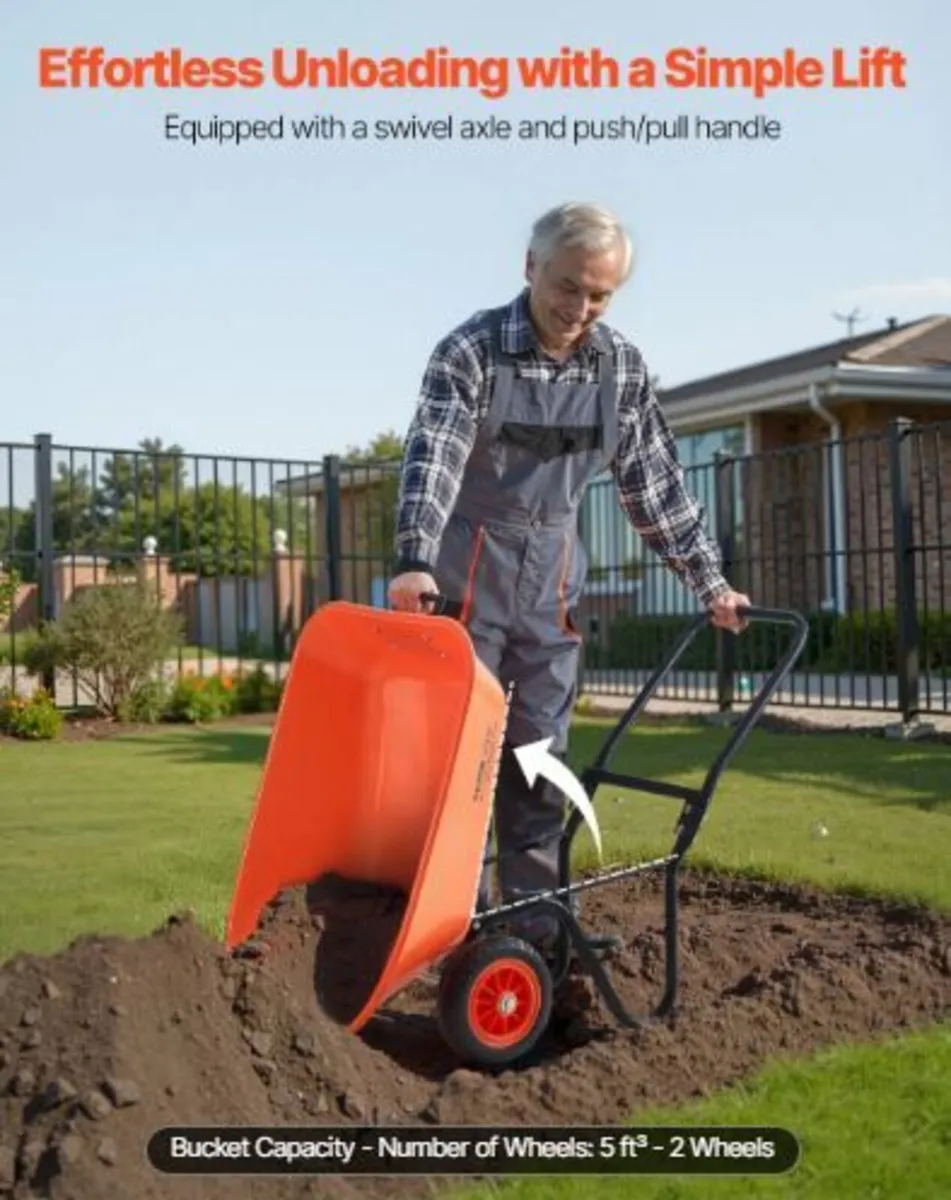 Wheelbarrow Cart, 5 Cu. Ft. Load - Image 3
