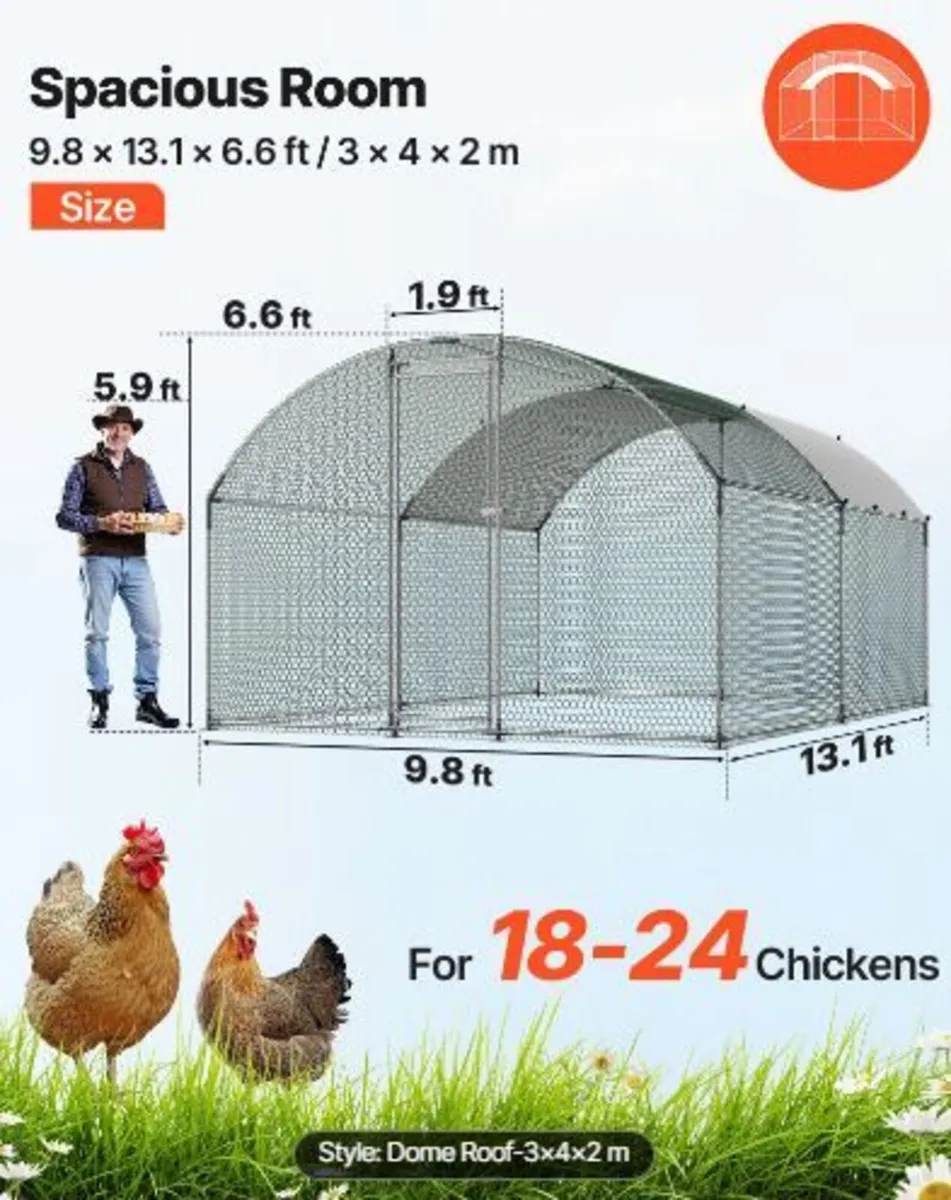 Metal Chicken Coop, 9.8x13.1x6.5 ft - Image 2