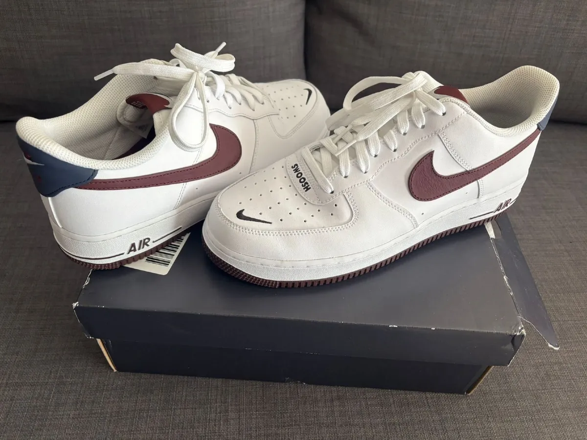 Nike Air Force 1 ’07 LV8 – White with Brown Trim - Image 1