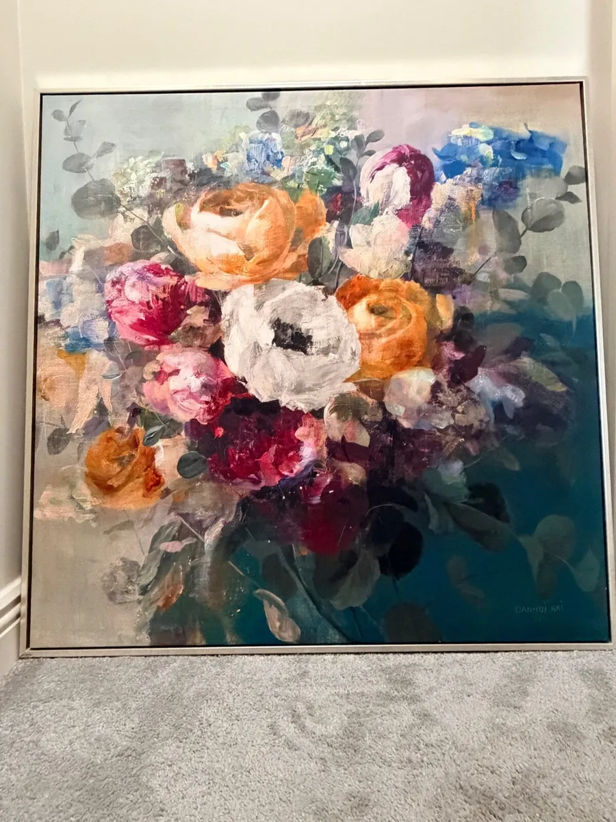 Framed Floral Canvas Painting - Image 2