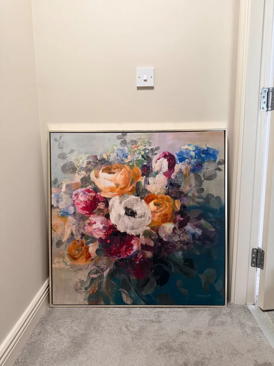 Framed Floral Canvas Painting - Image 1
