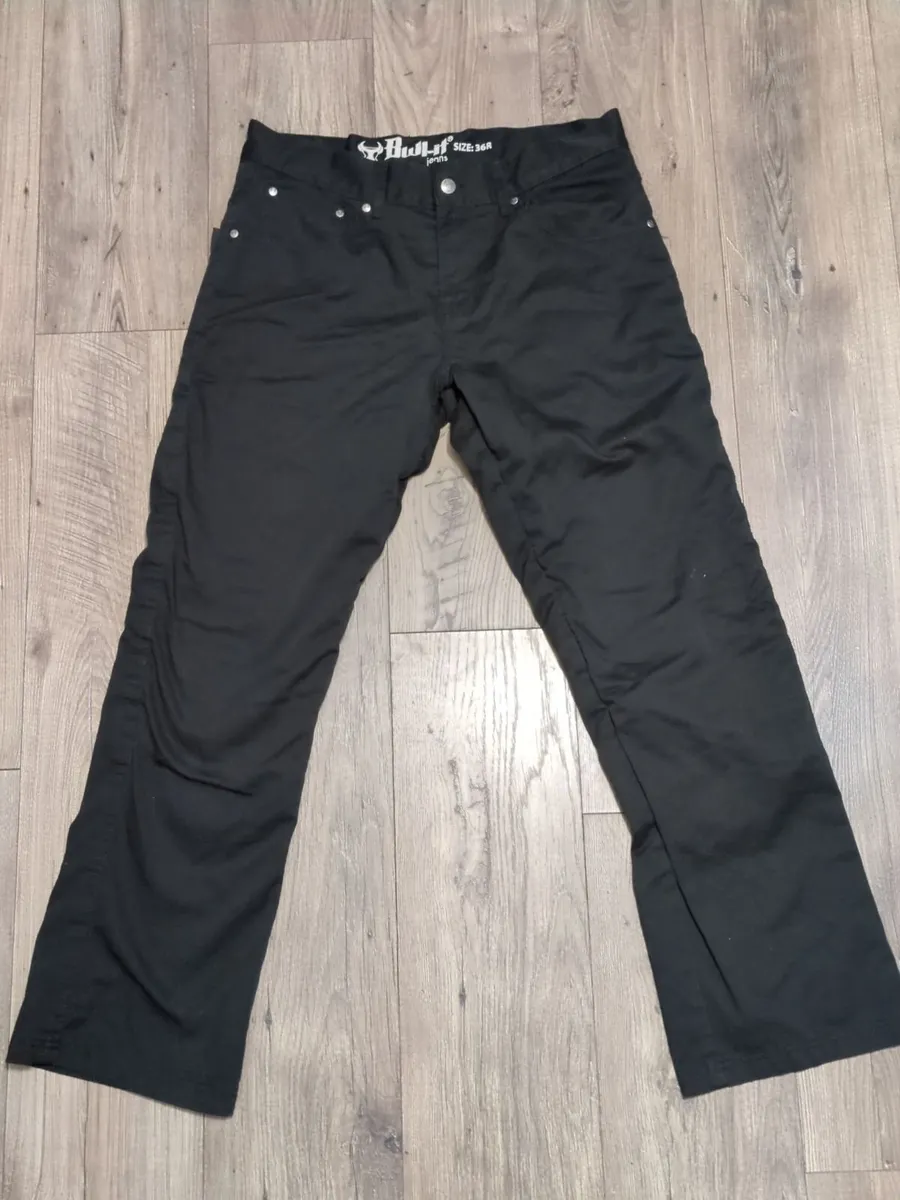 Black Motorcycle Jeans Pants - Image 3