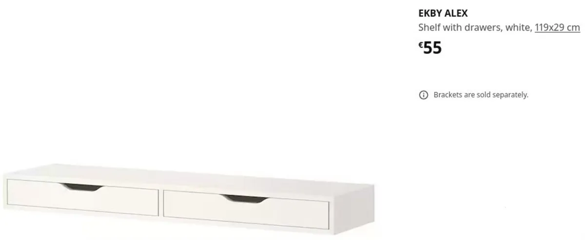 Ikea ALEX EKBY Desk Top Storage Drawers Shelf - Image 1
