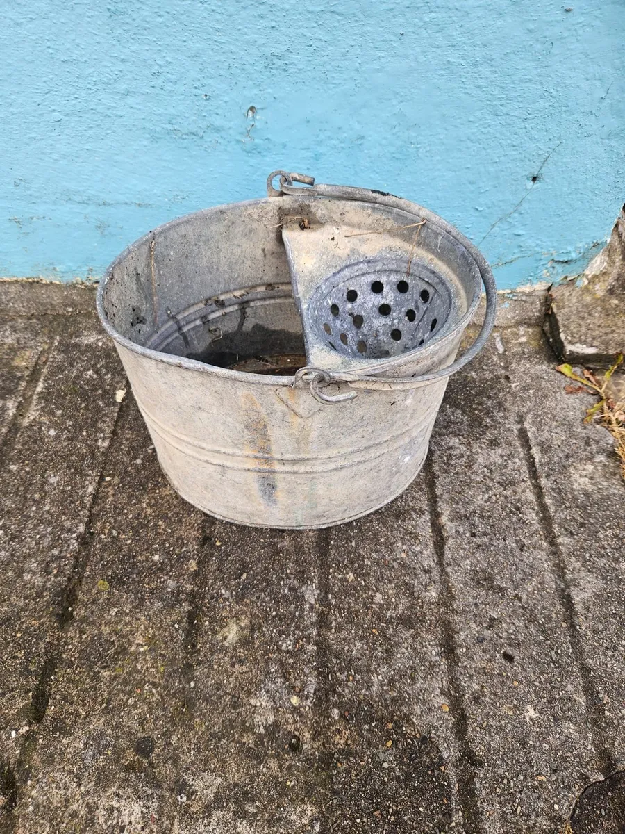 Vintage Galvanised Bucket Plant Pot - Image 1