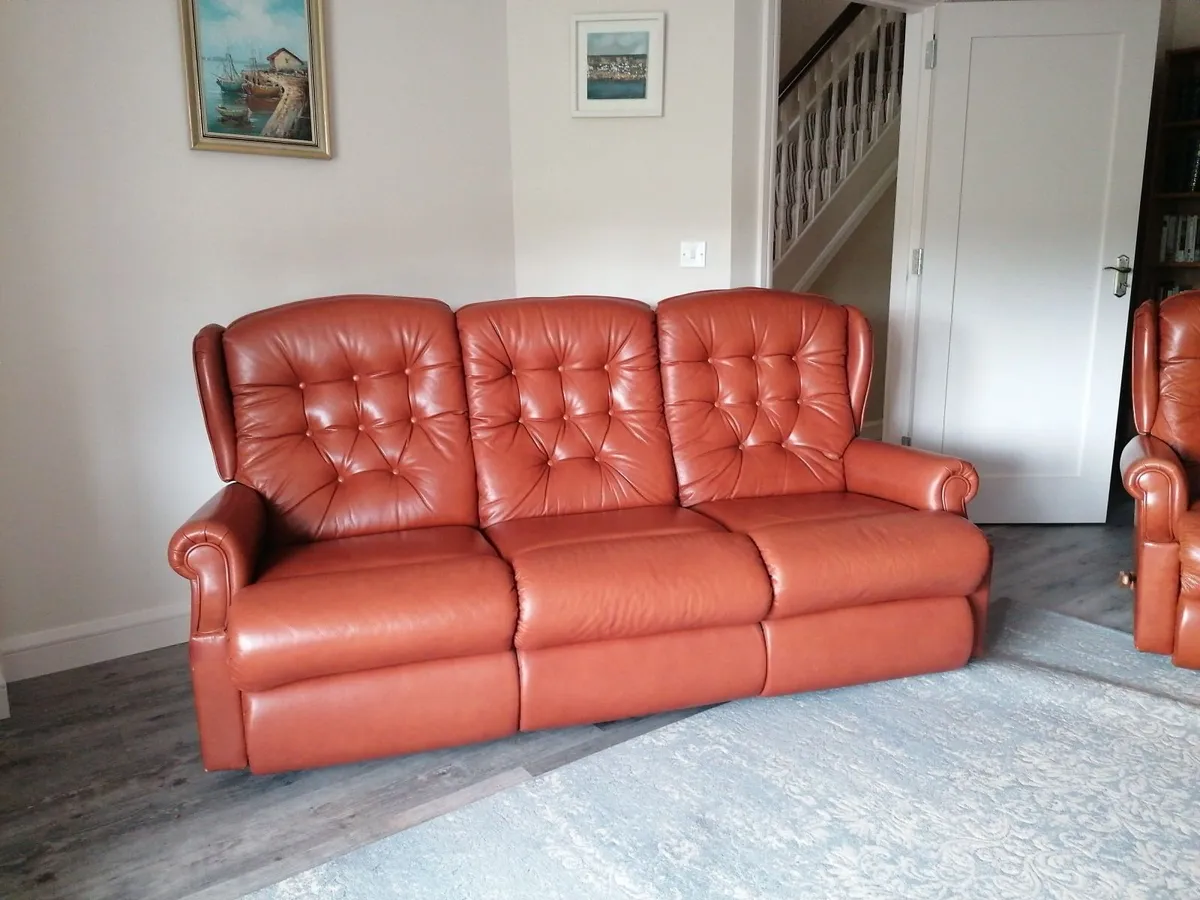 2 seater and matching 3 seater leather suite - Image 2