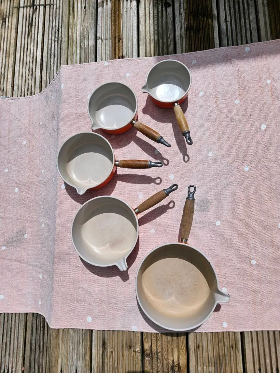 5 Vintage Orange Le Creuset Pots - Delivered - Image 2