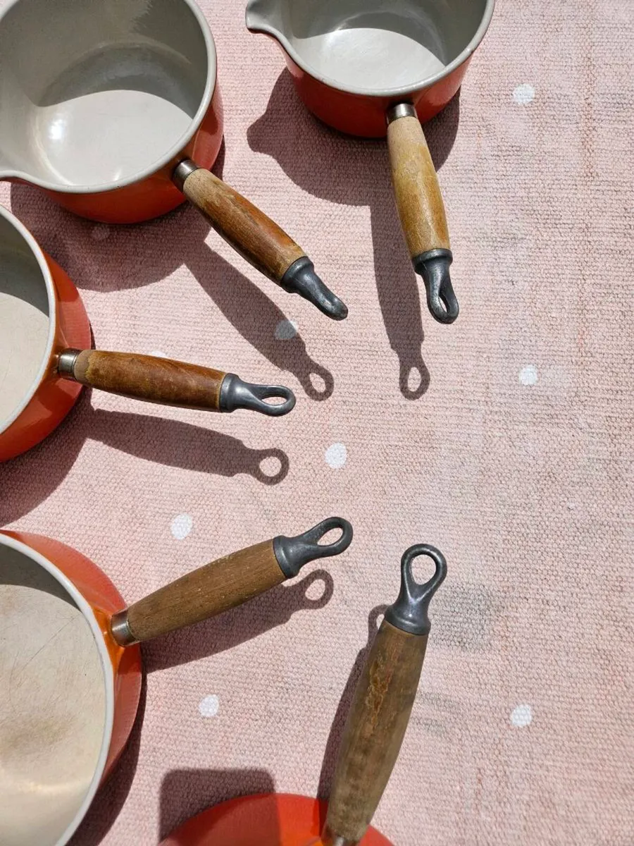 5 Vintage Orange Le Creuset Pots - Delivered - Image 3