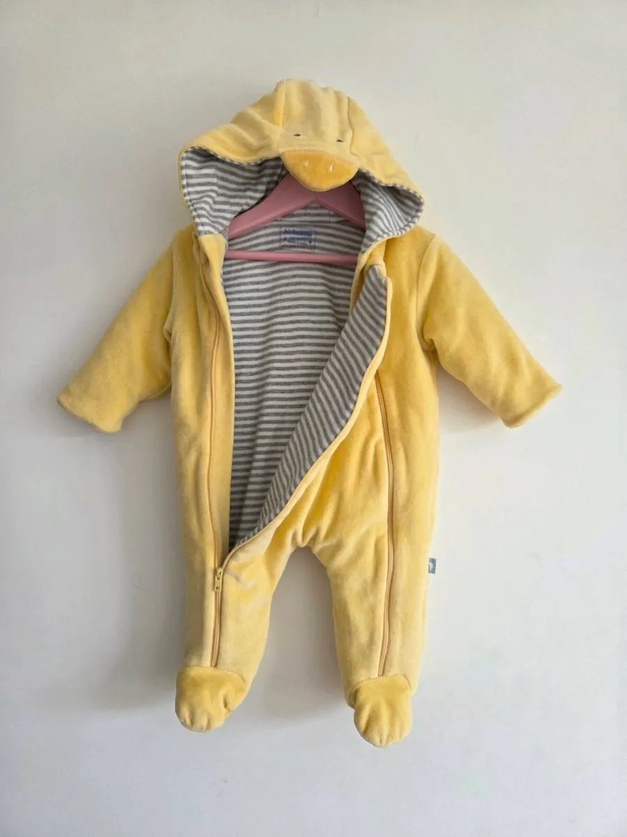 Maman Bébé Yellow Duck Fleece Padded Pramsuit 0-3M - Image 1