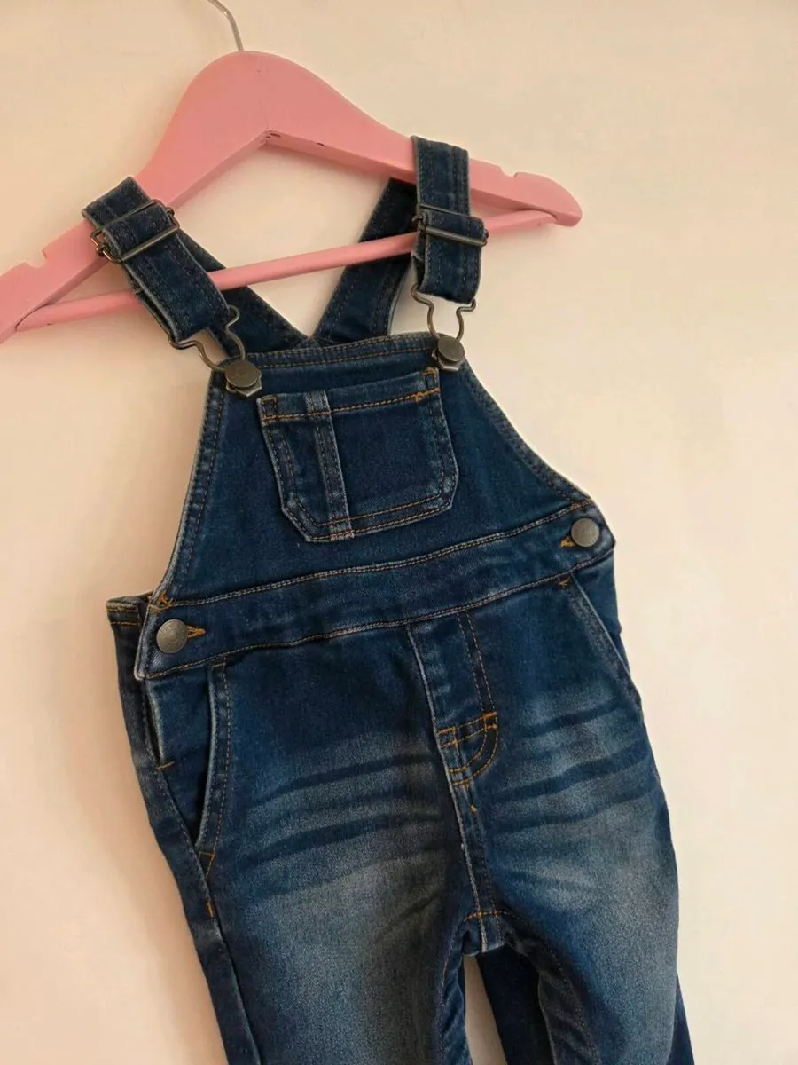 6-9m, Baby Boy Next Denim Dungarees - Like New - Image 2