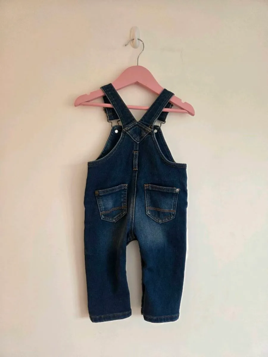 6-9m, Baby Boy Next Denim Dungarees - Like New - Image 3