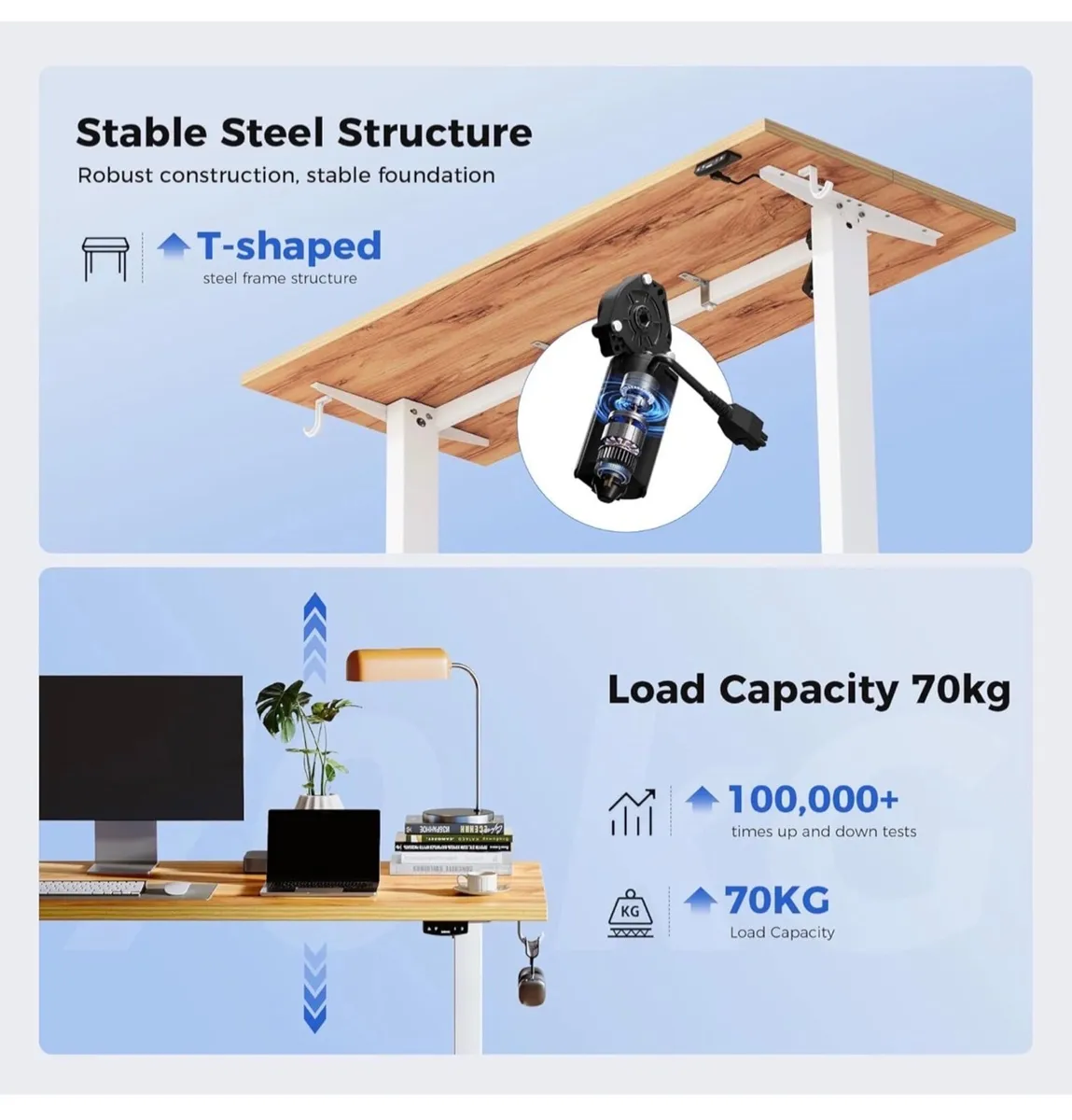 Electric Standing Desk, 120 x 60 cm Height Adjusta - Image 3