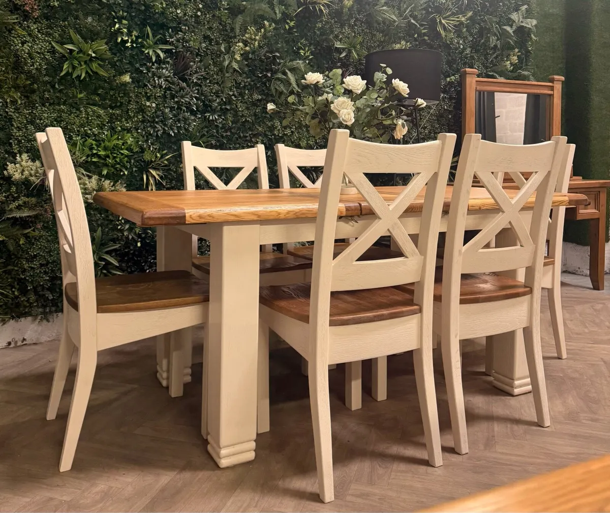 Danube extending oak kitchen table & 6 chairs - Image 2
