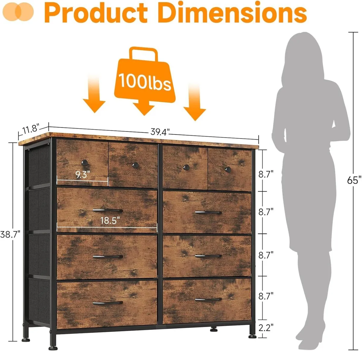 Chest of Drawers Fabric Dresser for Bedroom - Image 3