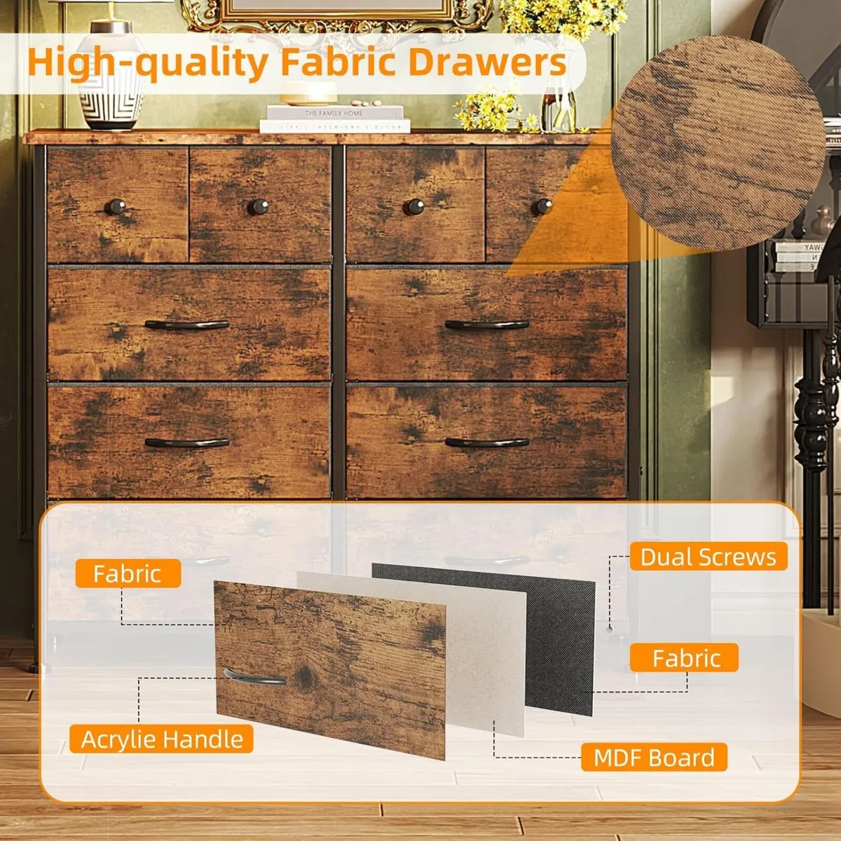 Chest of Drawers Fabric Dresser for Bedroom - Image 4