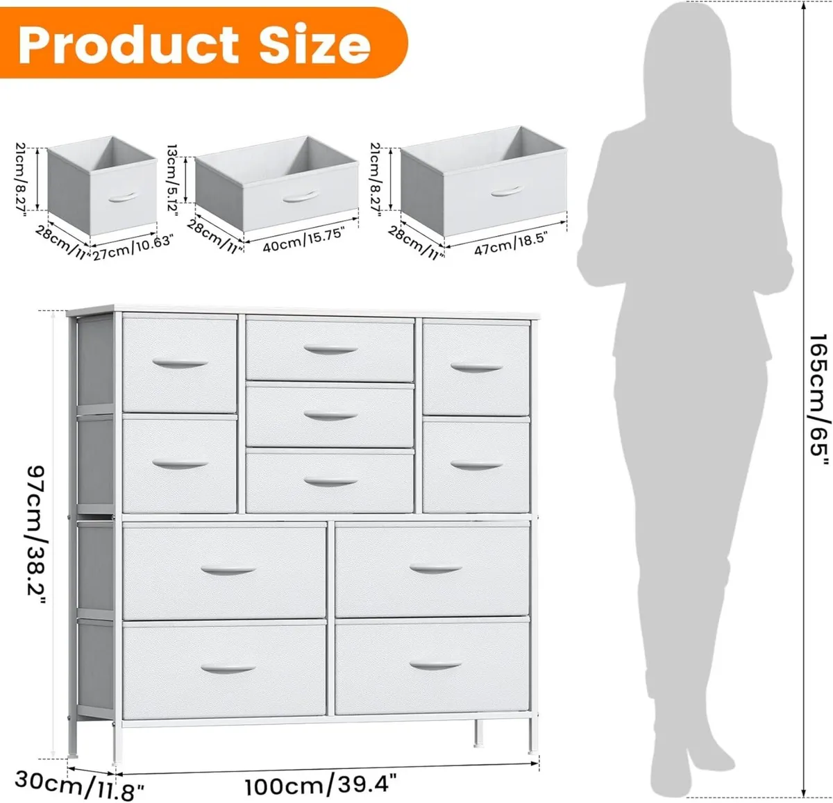 Chest of Drawers Bedroom Tall Dresser with 11 - Image 2